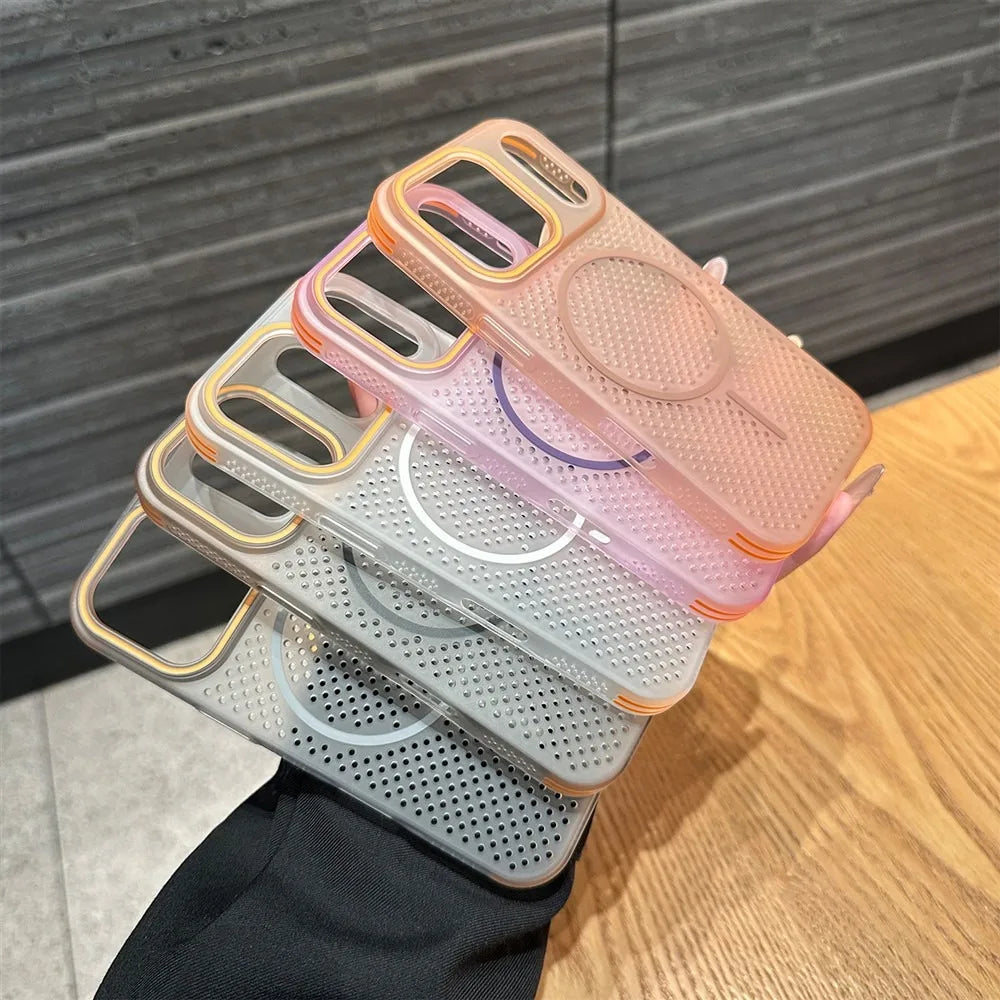 for iphone17pro Hollow Heat Dissipation Magnetic Ultra thin Case For iPhone 17 Air 16 13 17 Pro Max 15 14 Plus Magsafe Cover