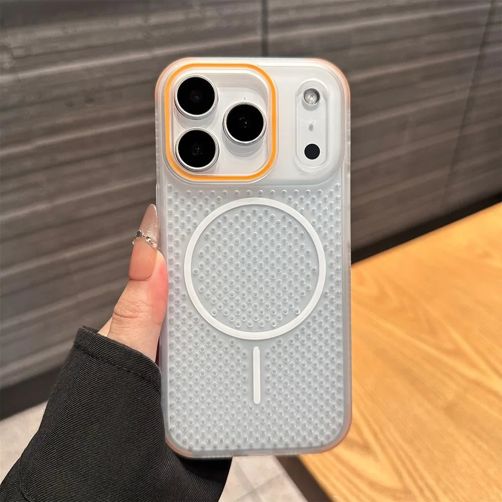 for iphone17pro Hollow Heat Dissipation Magnetic Ultra thin Case For iPhone 17 Air 16 13 17 Pro Max 15 14 Plus Magsafe Cover